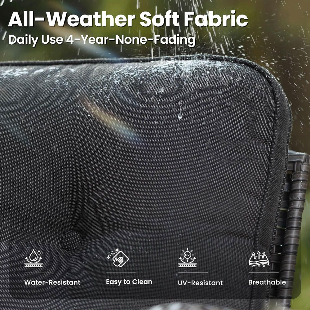 HOMLUX 6-Piece Patio Conversation  Set in Black, , large