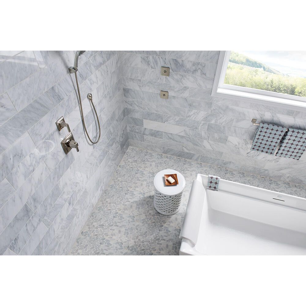 MS International Carrara White Sliced Pebble 12&quot; x 12&quot; Marble Mosaic Sheet, , large