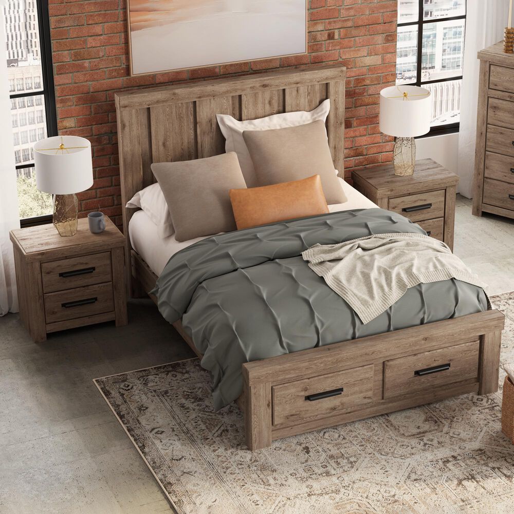 Ashley QUEEN PANEL STORAGE BED WITH TWO NIGHTSTANDS, , large