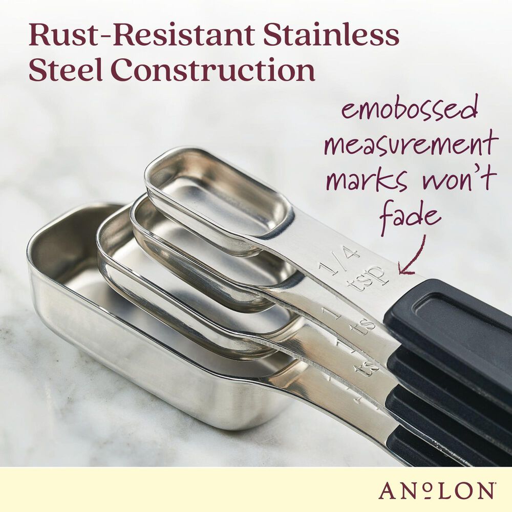 Anolon 4-Piece Magnetic Measuring Spoon Set in Stainless Steel, , large