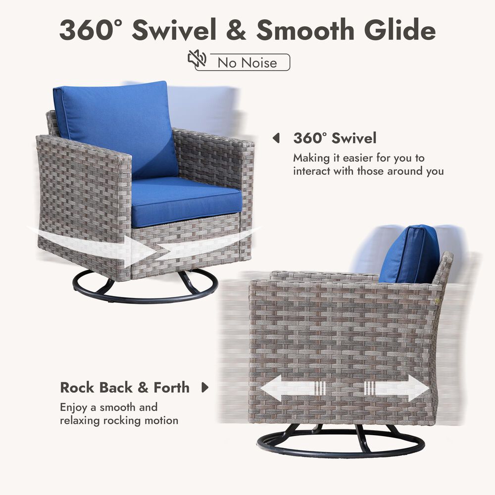 HOMLUX 10-Piece Outdoor Patio Wicker Sectional Furniture Set in Navy Blue, , large