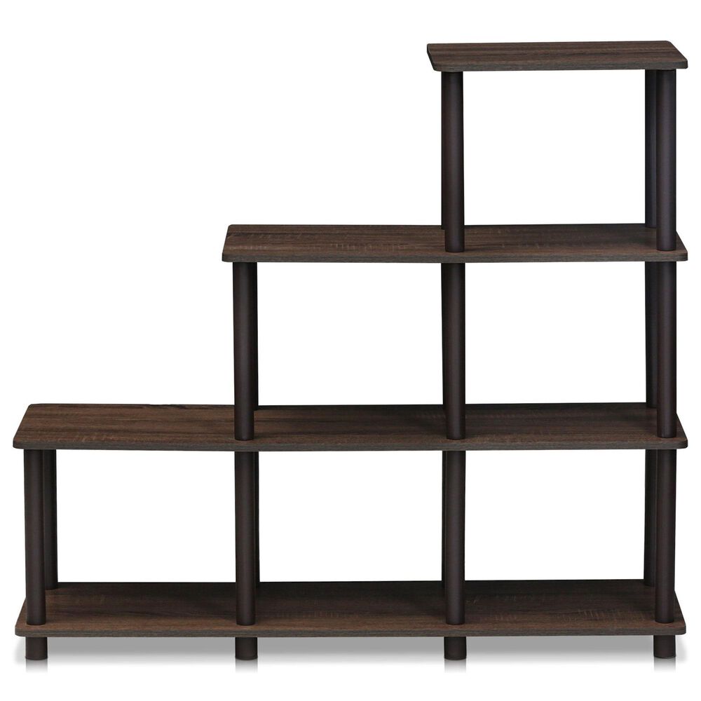 HOMLUX Turn-N-Tube 3-Space Ladder Bookshelf in Walnut and Brown, , large