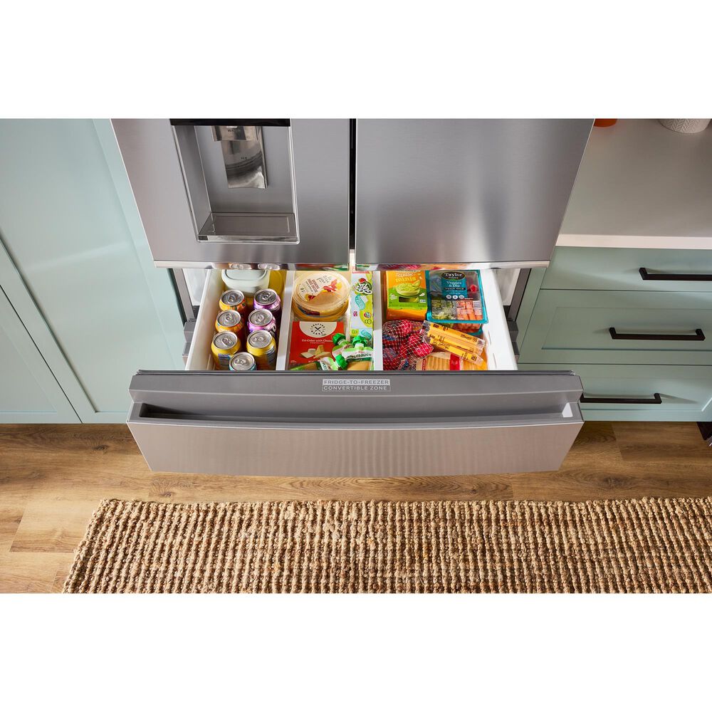 Whirlpool 22 Cu. Ft. 4-Door Depth French Door Refrigerator with EasyView Drawers in Fingerprint Resistant Stainless Steel, , large