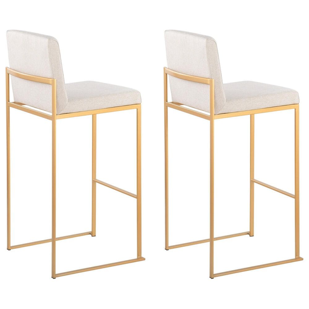 Lumisource Fuji High Back Barstool with Beige Fabric in Gold &#40;Set of 2&#41;, , large