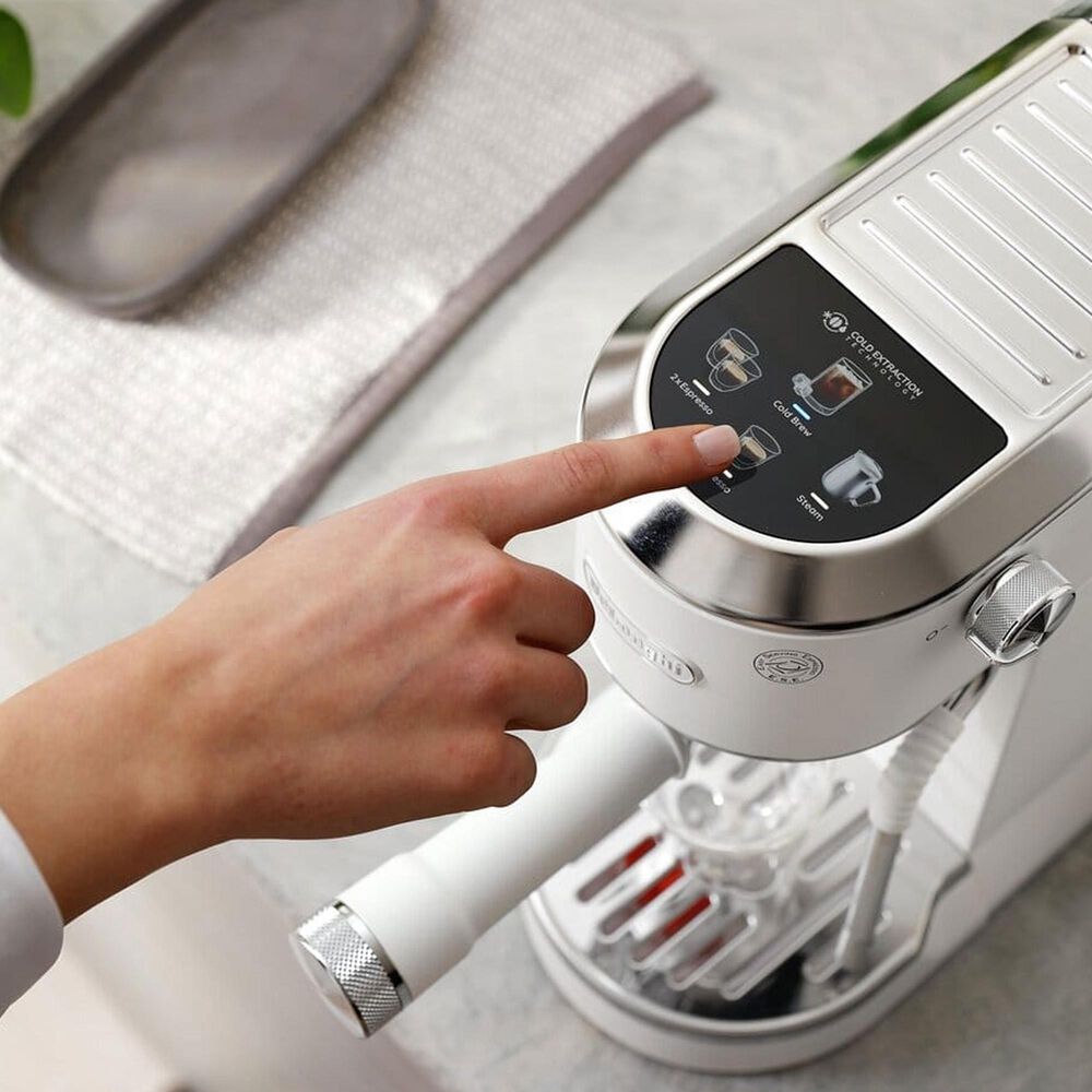 DeLonghi Dedica Duo 35 Oz Espresso Machine with Cold Brew in Vanilla, , large