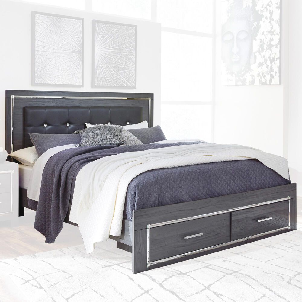 Ashley Lodanna King Panel Bed with 2 Storage Drawers in Gray, , large