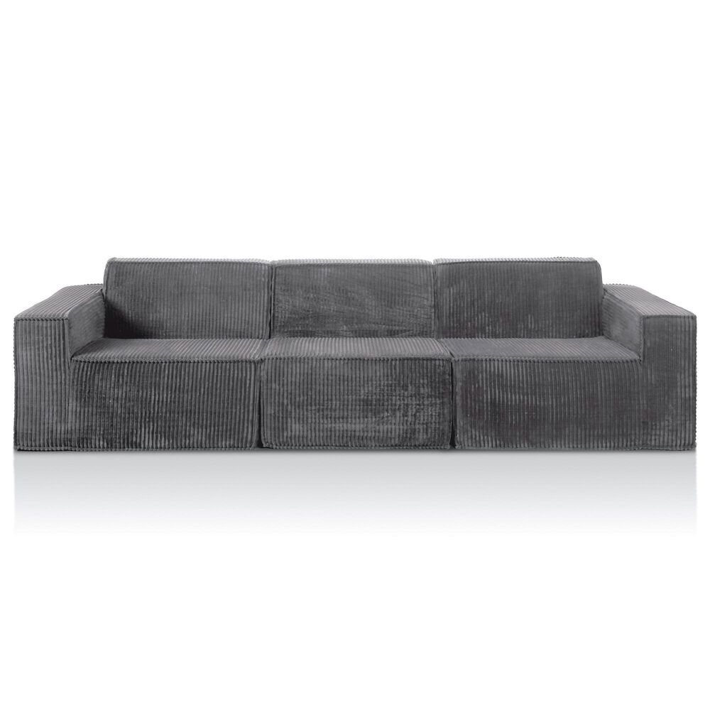 Furniture of America Facil 5-Piece Modular Track Arm Sofa Set in Dark Gray, , large
