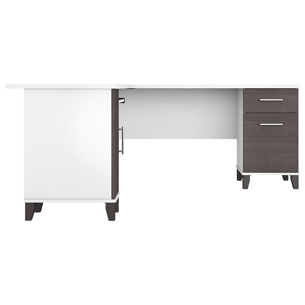 Bush Somerset 72&quot; L-Shaped Desk with Hutch in Storm Gray and White, , large