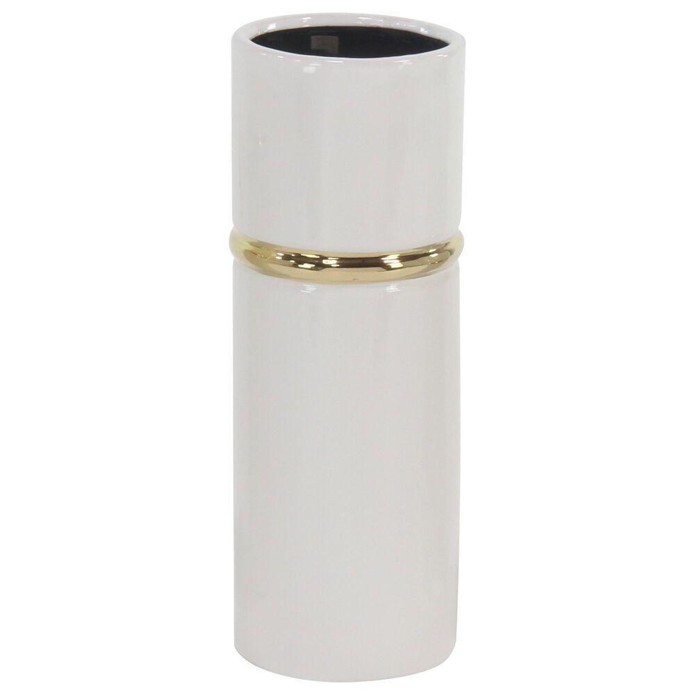 Maple and Jade Glam Vase with Equator Belt in White and Gold &#40;Set of 3&#41;, , large