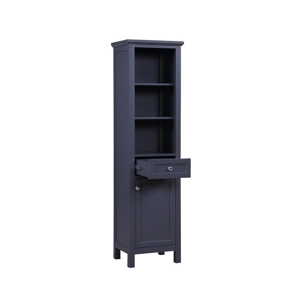 Aurafina Cunningham Free Standing Linen Closet in Harbor Blue, , large