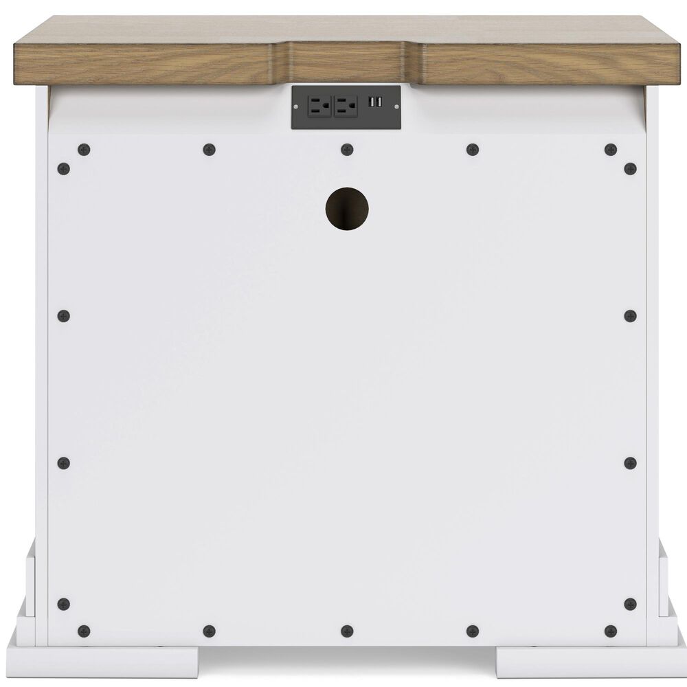 Ashley Ashbryn Nightstand in White and Natural with USB Ports, , large