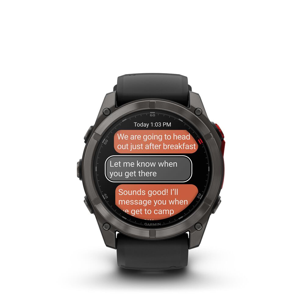 Garmin fenix 8 Pro Sapphire MicroLED GPS Smartwatch 51mm Sapphire Carbon Gray DLC Titanium with Black/Pebble Gray Silicone Band, , large