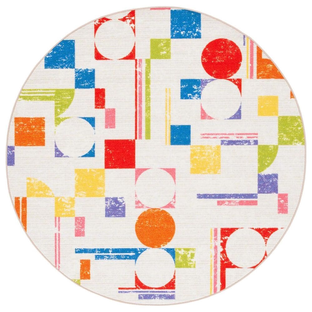 Safavieh Kids Playhouse 5" Round Ivory and Red Rug, , large