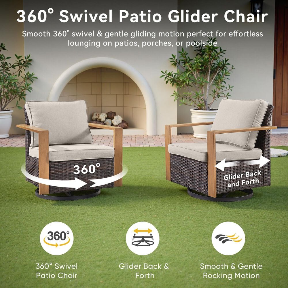 Sunwell Garden 4-Piece Patio Fire Pit Set in Beige, , large