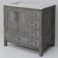 Lexora Home Jacques 36" Left Offset Single Bathroom Vanity in Distressed Grey with 2 cm White Carrara Marble Top and Rectangular Sink, , large