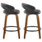 LumiSource Grotto 26" Swivel Counter Stool with Black Faux Leather Upholstery in Walnut and Black (Set of 2), , large