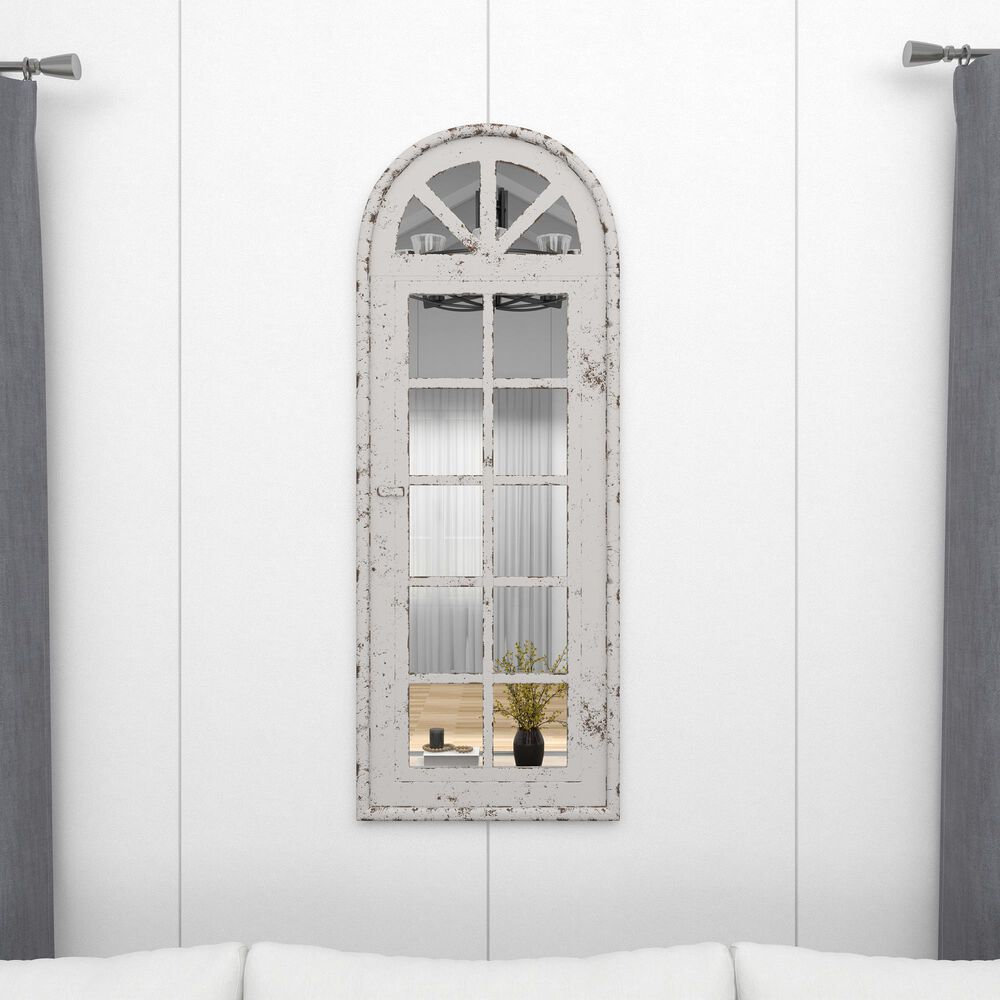 Maple and Jade 20&quot; x 53&quot; Wall Mirror in Distressed White, , large