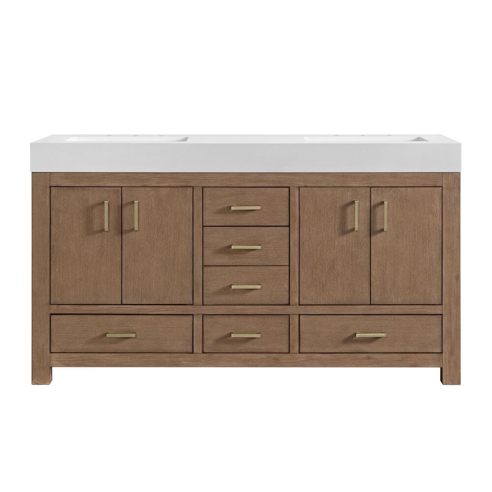 37B Alanya 60" Double Bathroom Vanity in Walnut Drift with White Composite Stone Top, , large