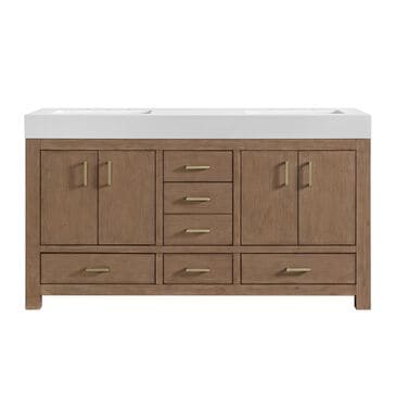 37B Alanya 60" Double Bathroom Vanity in Walnut Drift with White Composite Stone Top, , large