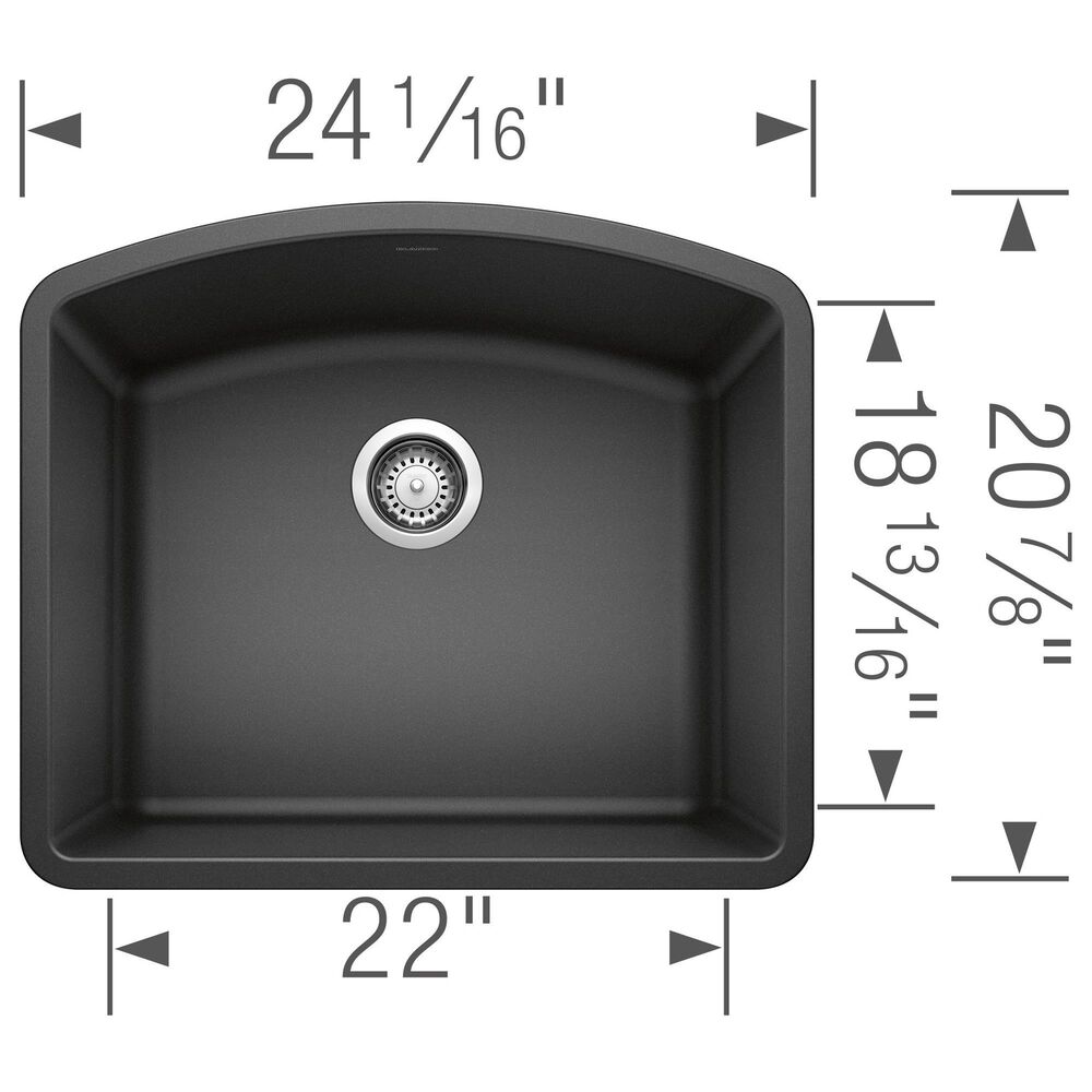 Blanco Diamond 24&quot; Single Bowl Kitchen Sink in Anthracite, , large