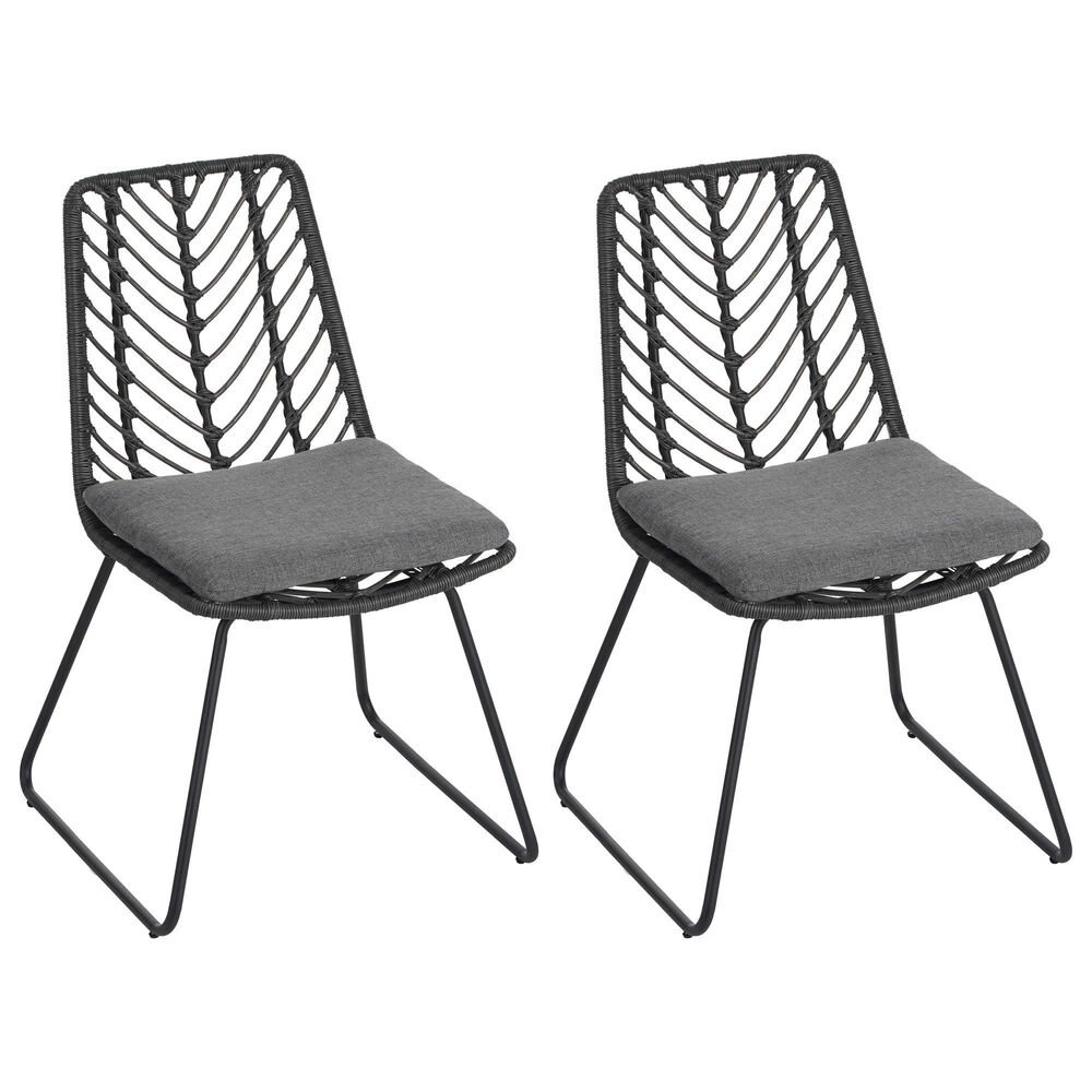 Hearth and Haven Deja Patio Chair with Gray Cushion in Gray &#40;Set of 2&#41;, , large