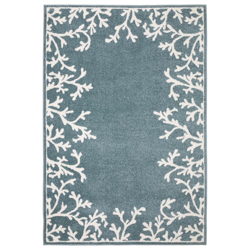 ROW by Oriental Weavers Quinn Coral Blue and Ivory 5"3" x 7" Area Rug, , large
