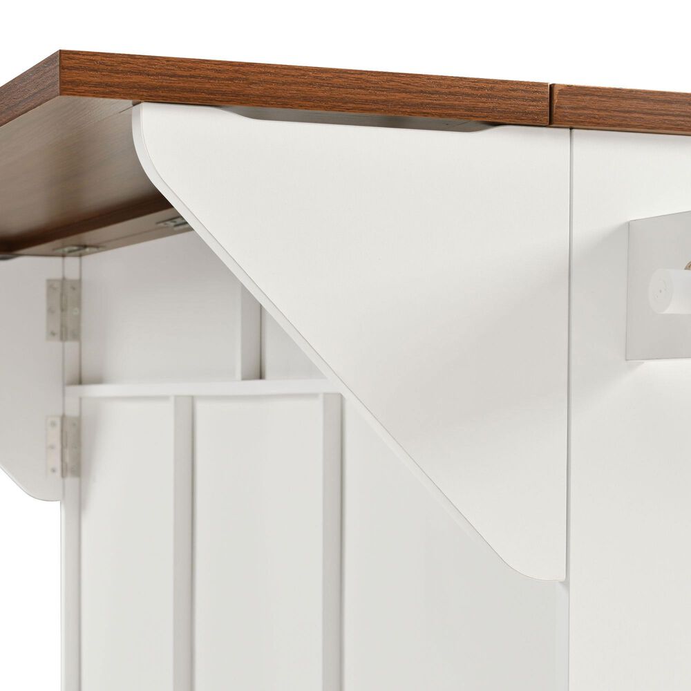 HOMLUX 52" Fluted Kitchen Island with Drop Leaf in White, , large