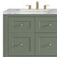 James Martin Vanities Breckenridge 60" Double Bathroom Vanity in Smokey Celadon with 3 cm Carrara White Marble Top and Rectangular Sinks, , large
