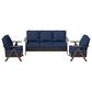 Sunwell Garden 3-Piece Patio Chat Set in Navy, , large