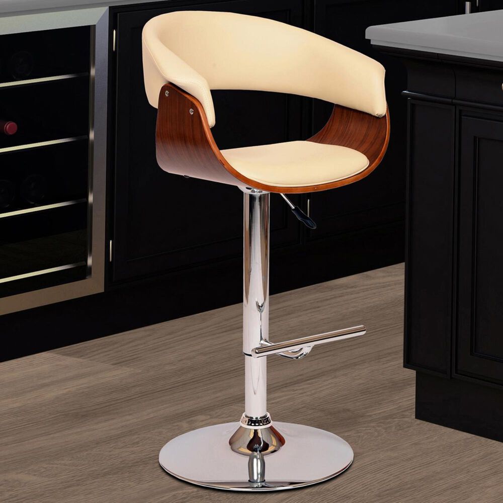 Blue River Paris Swivel Bar Stool in Cream and Walnut , , large