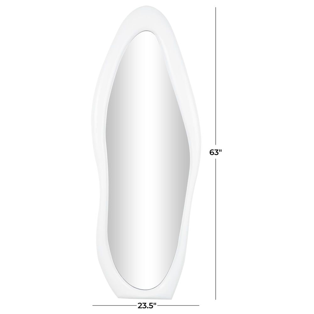 Maple and Jade 63&quot; Wood Abstract Wavy Wall Mirror in Matte White, , large