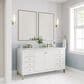 James Martin Vanities Chicago 60" Double Bathroom Vanity in Glossy White with 3 cm Arctic Fall Solid Surface Top and Rectangular Sinks, , large