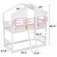 Hearth and Haven Twin over Twin House Bunk Bed with Roof in Pink and White, , large