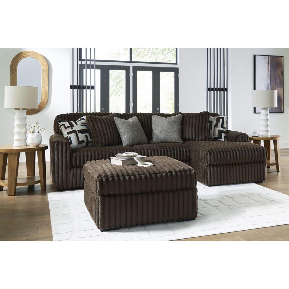 Ashley Midnight-Madness Oversized Accent Ottoman in Chocolate, , large