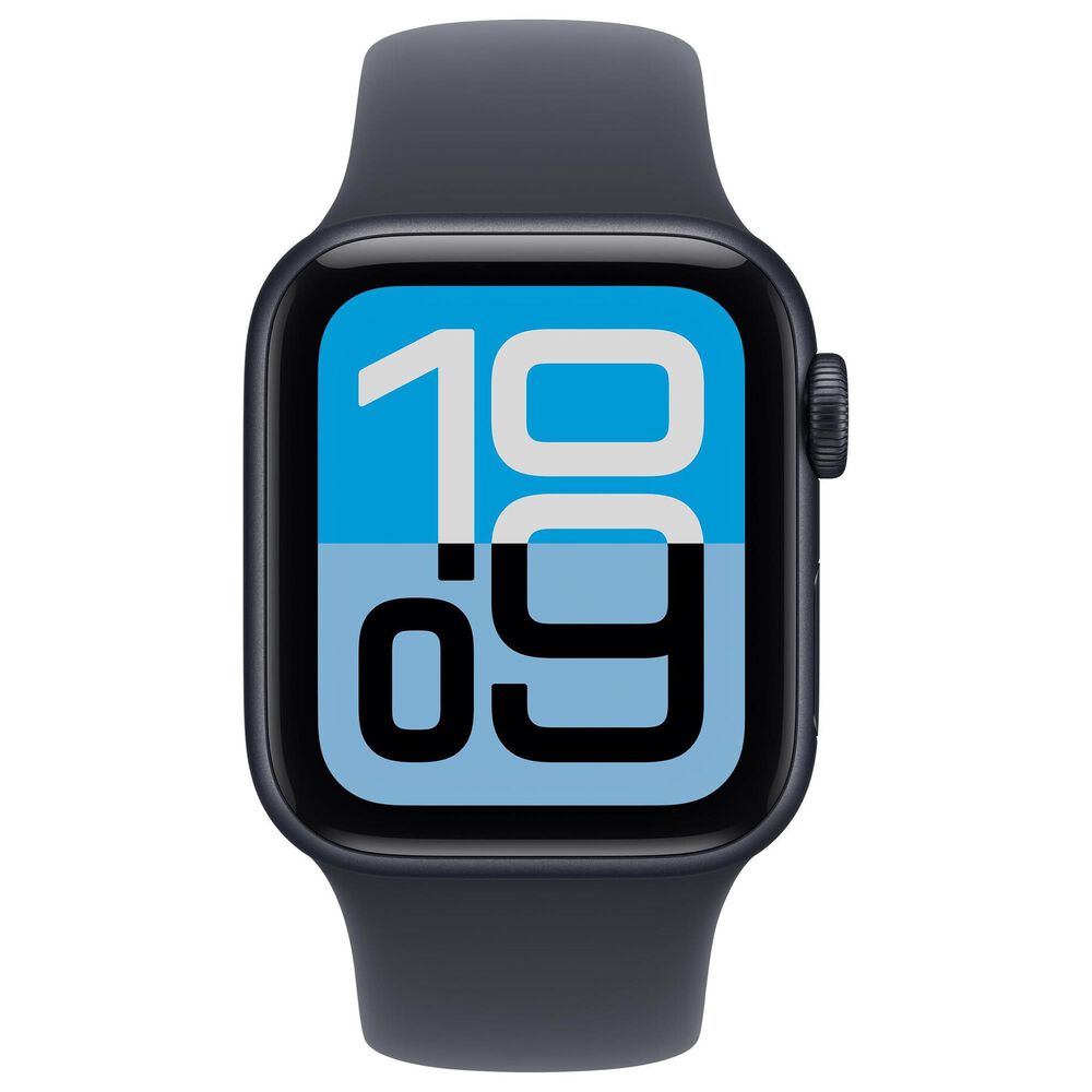 Apple Watch SE 3 (GPS) 40mm Aluminum Case with Sport Band - M/L in Midnight and 2-Year AppleCare+, , large