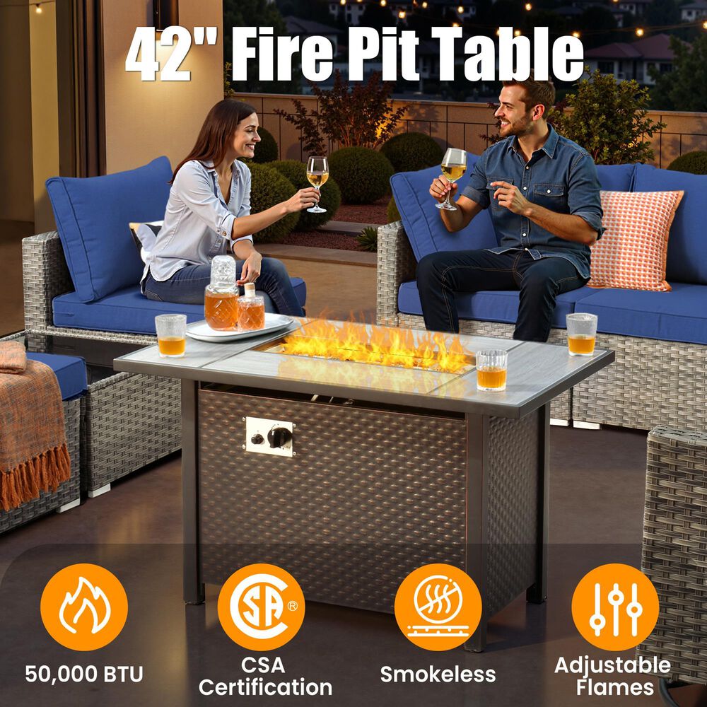 HOMLUX 11-Piece Patio Sectional Set in Navy Blue, , large