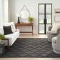 Nourison Easy Care 8" x 10" Charcoal and Black Indoor/Outdoor Area Rug, , large