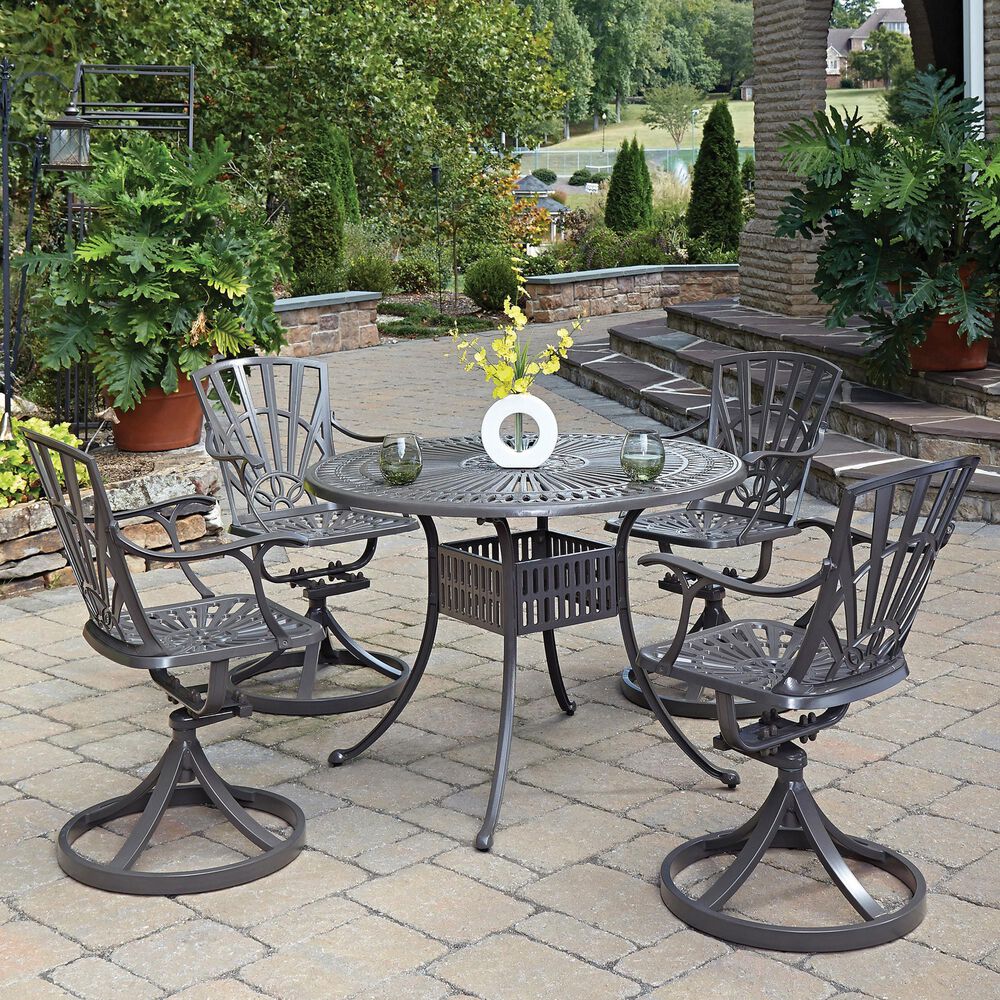 Home Styles Grenada 5-Piece 42 in Dining Set with Four Swivel Chairs and without Cushions in Taupe, , large