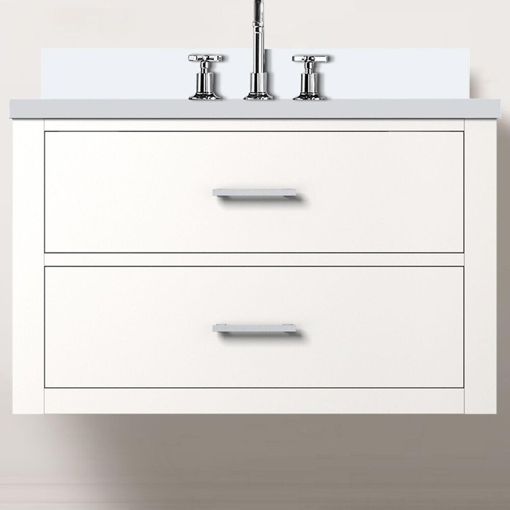 Lexora Home Castor 30&quot; Single Bathroom Vanity in White with 2 cm White Quartz Top and Rectangular Sink, , large