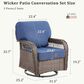 Hearth and Haven Outdoor Swivel Glider Chair with Blue Cushion in Brown (Set of 2), , large