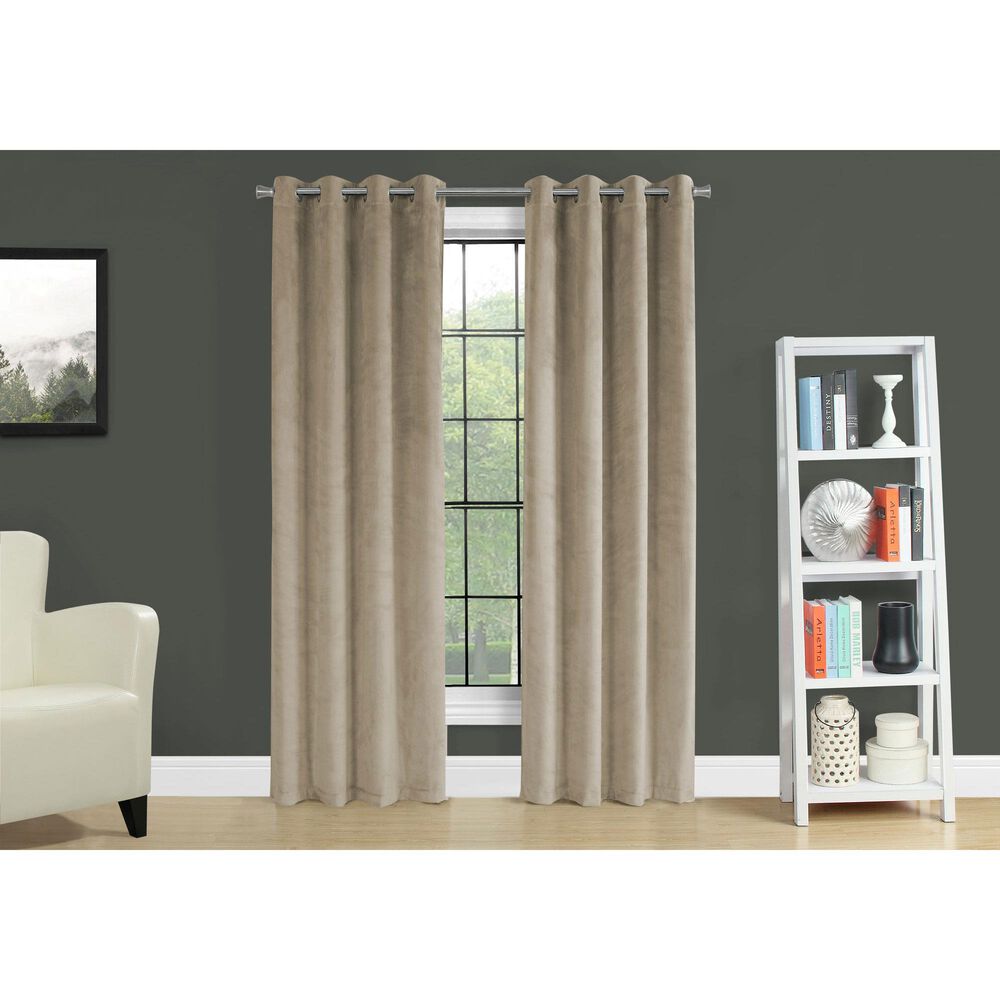 Monarch Specialties 52&quot; x 84&quot; Curtain Panel in Beige &#40;Set of 2&#41;, , large