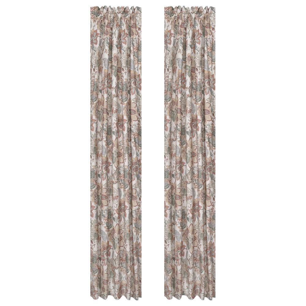 J. Queen New York Janessa 84" x 41" Window Panel Pair in Coral, Gold and Spice, , large