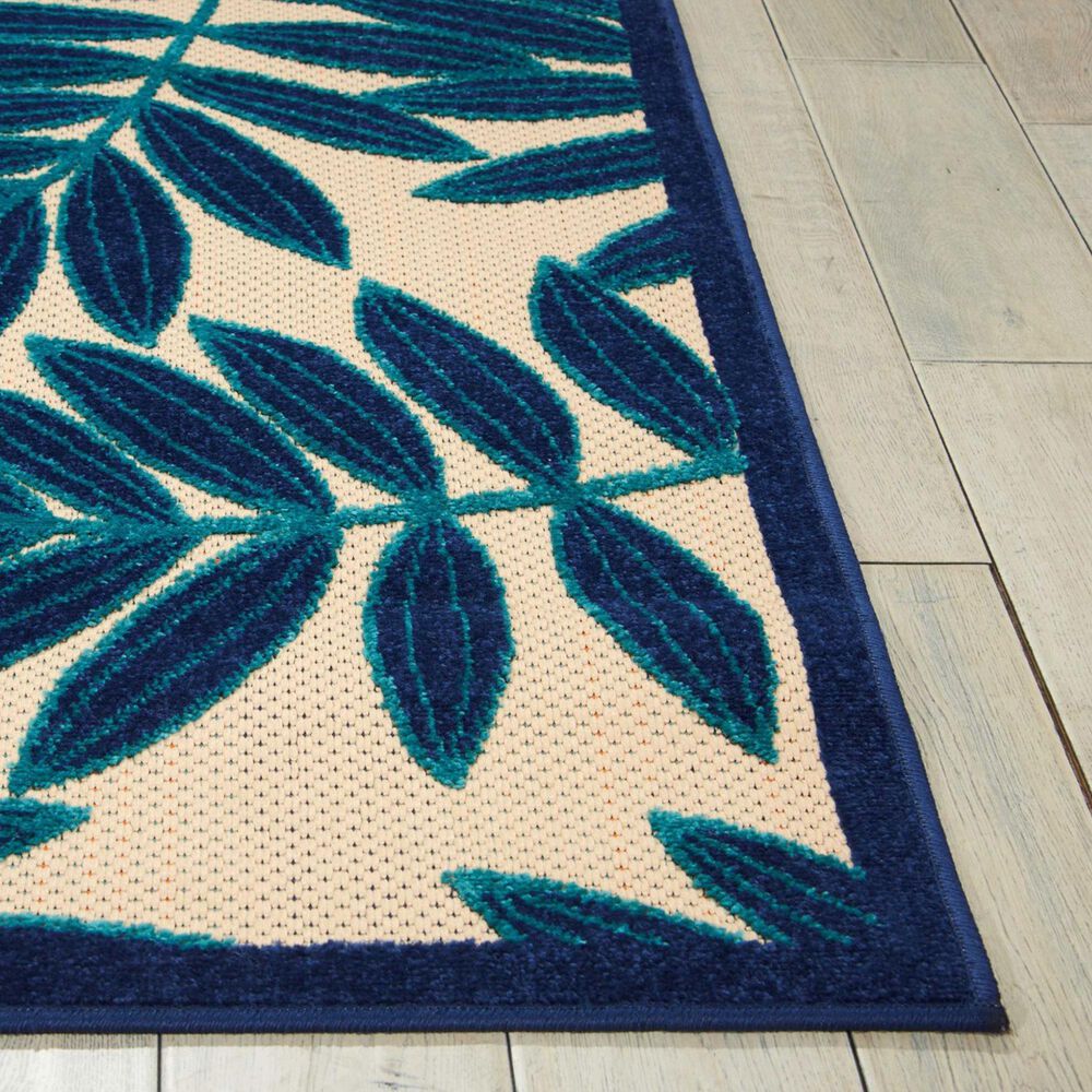 Nourison Aloha Floral 7&#39;10&quot; x 10&#39;6&quot; Navy Indoor/Outdoor Area Rug, , large