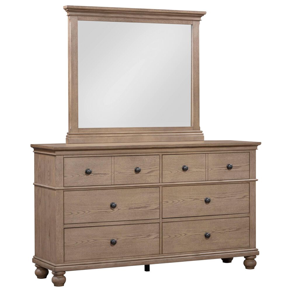 Riva Ridge Oxford 4-Piece King Sleigh Bedroom Set in Tan with USB Ports, , large
