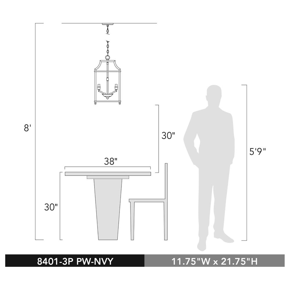 Golden Lighting Leighton 3-Light Pendant in Pewter, , large