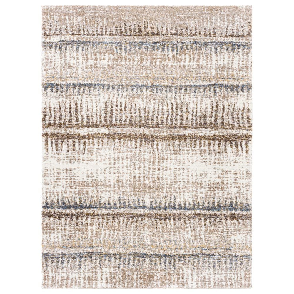 Surya Portofino Cream, Taupe, Tan, Light Slate, Medium Brown and Light Blue 5&#39;3&quot; x 7&#39; Area Rug, , large