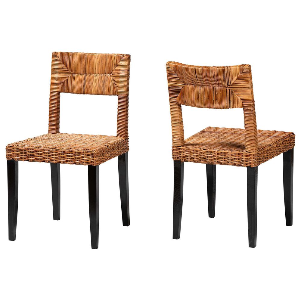 Baxton Studio Manrico Side Chair in Dark Brown and Natural (Set of 2), , large
