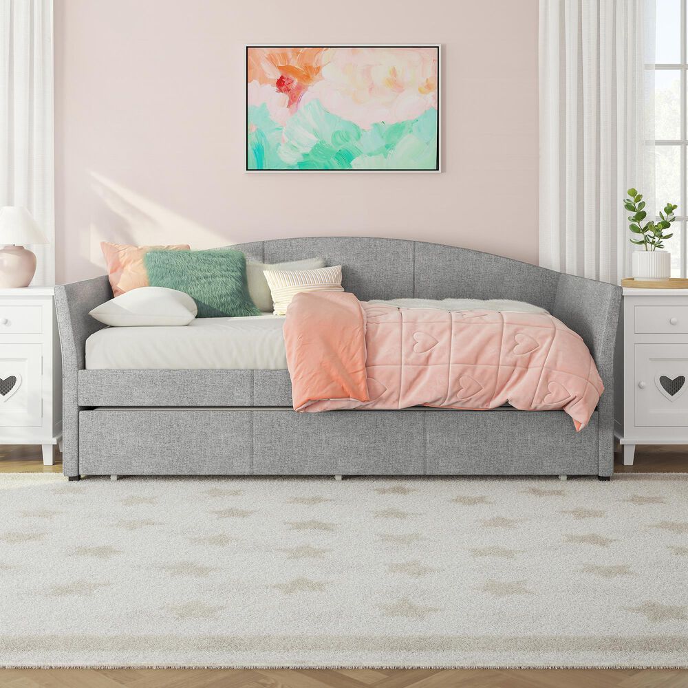 The Monday Company Westchester Upholstered Daybed with Trundle in Smoke Gray, , large