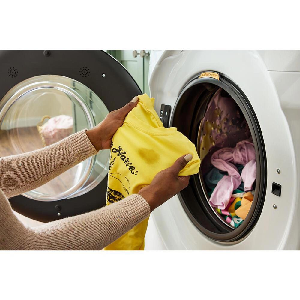 Whirlpool 4.5 Cu. Ft. Smart Front Load Washer and 7.4 Cu. Ft. Gas Dryer Stack Laundry in White, , large