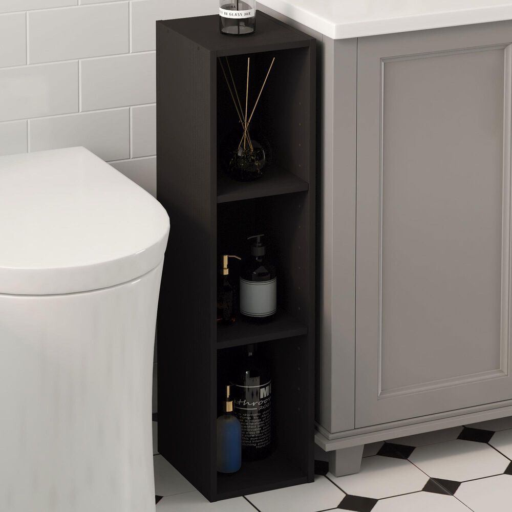 HOMLUX 8" 3-Tier Space Saving Bookcase with Open Adjustable Shelves in Blackwood, , large